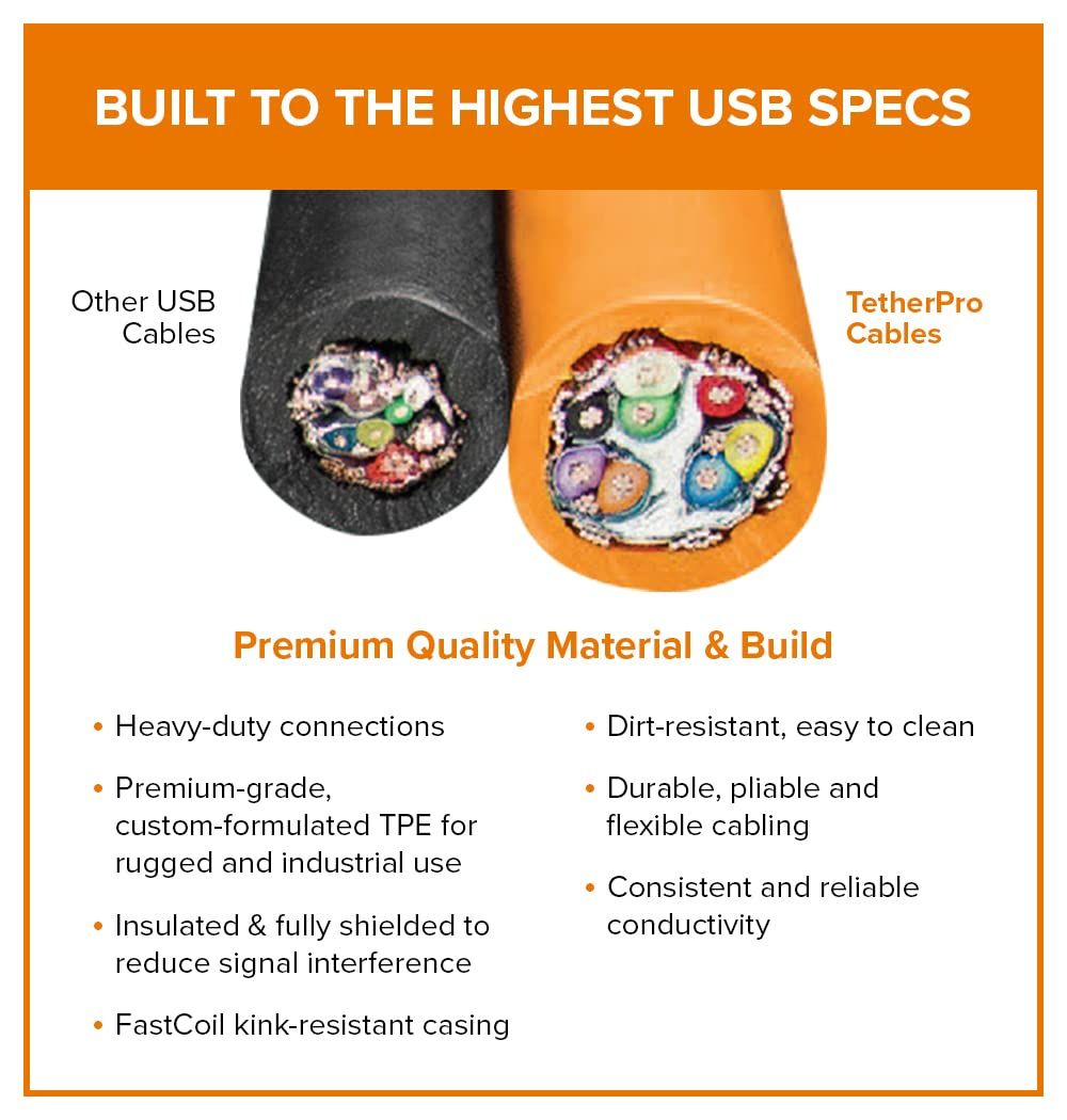 Tether Tools TetherPro USB-C - USB-C 直角ケーブル (オレンジ)