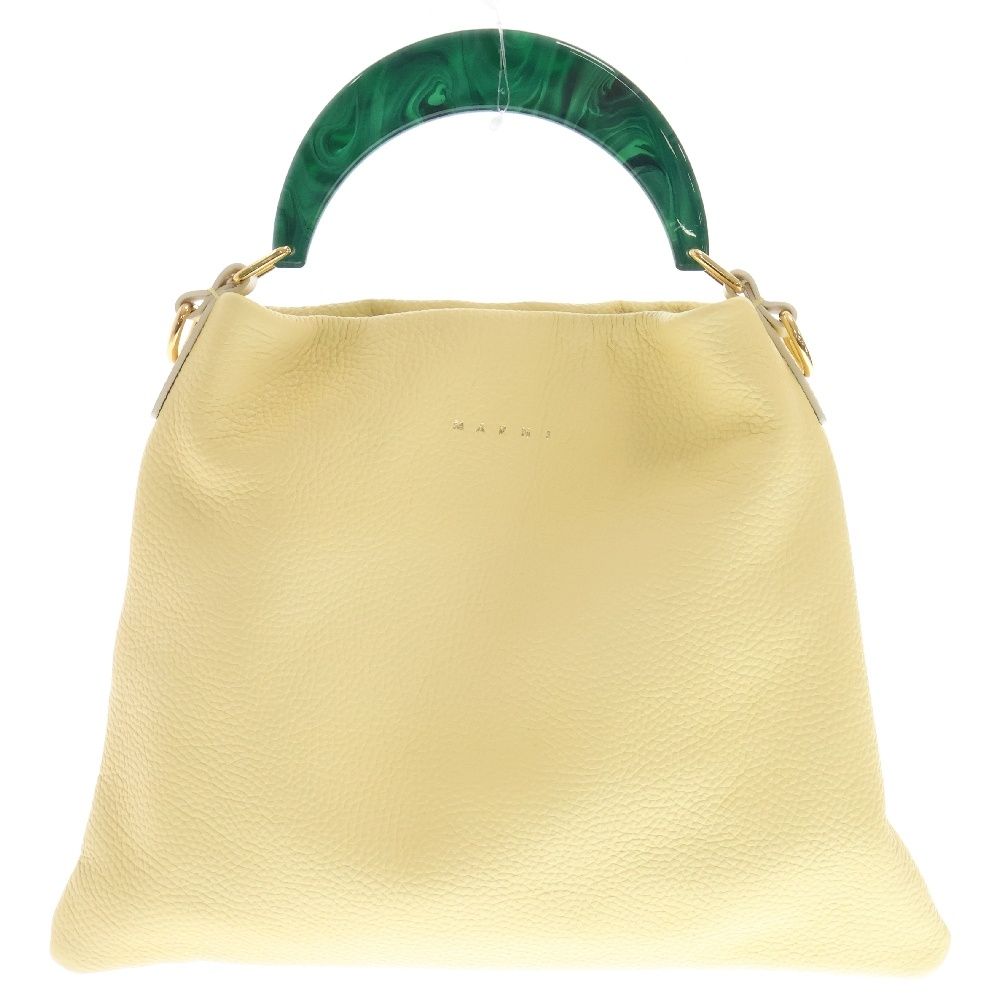 MARNI (マルニ) Venice ヴェネツィアホーボーバッグ スモール ハンドバッグ ショルダーバッグ レザー イエロー/グリーン SCMP0065U0