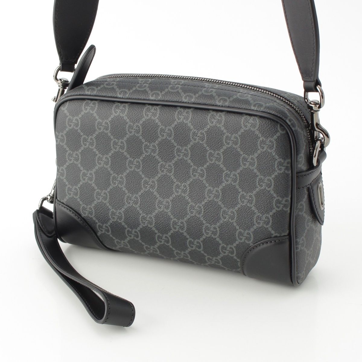 グッチ 25年 ソフトGGファブリック GGエンブレム クロス ボディバッグ 821155 ブラック スモール