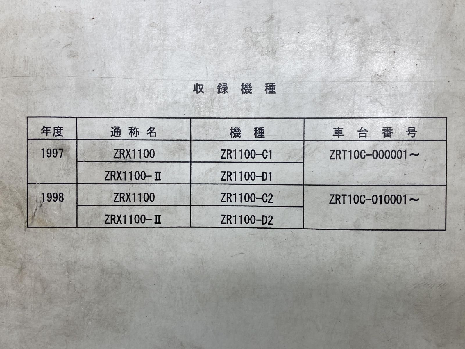 ZRX1100 ZRX1100II サービスマニュアル 2版 カワサキ 正規 中古 バイク