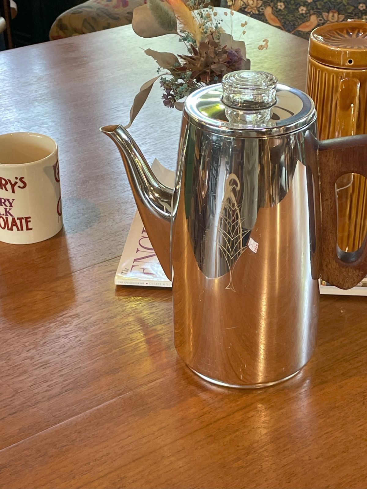 イギリス SONA社製 パーコレーター アルミ製コーヒーポット| チークハンドル | ブリティッシュ ミッドセンチュリー | 英国ヴィンテージ