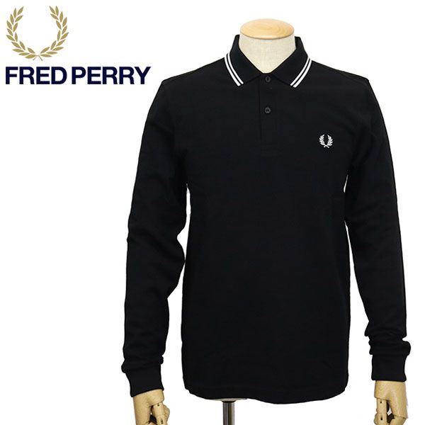 FRED PERRY (フレッドペリー) M3636 LONG SLEEVE TWIN TIPPED SHIRT 長袖 ティップライン ポロシャツ 350 BLACK FP499 S