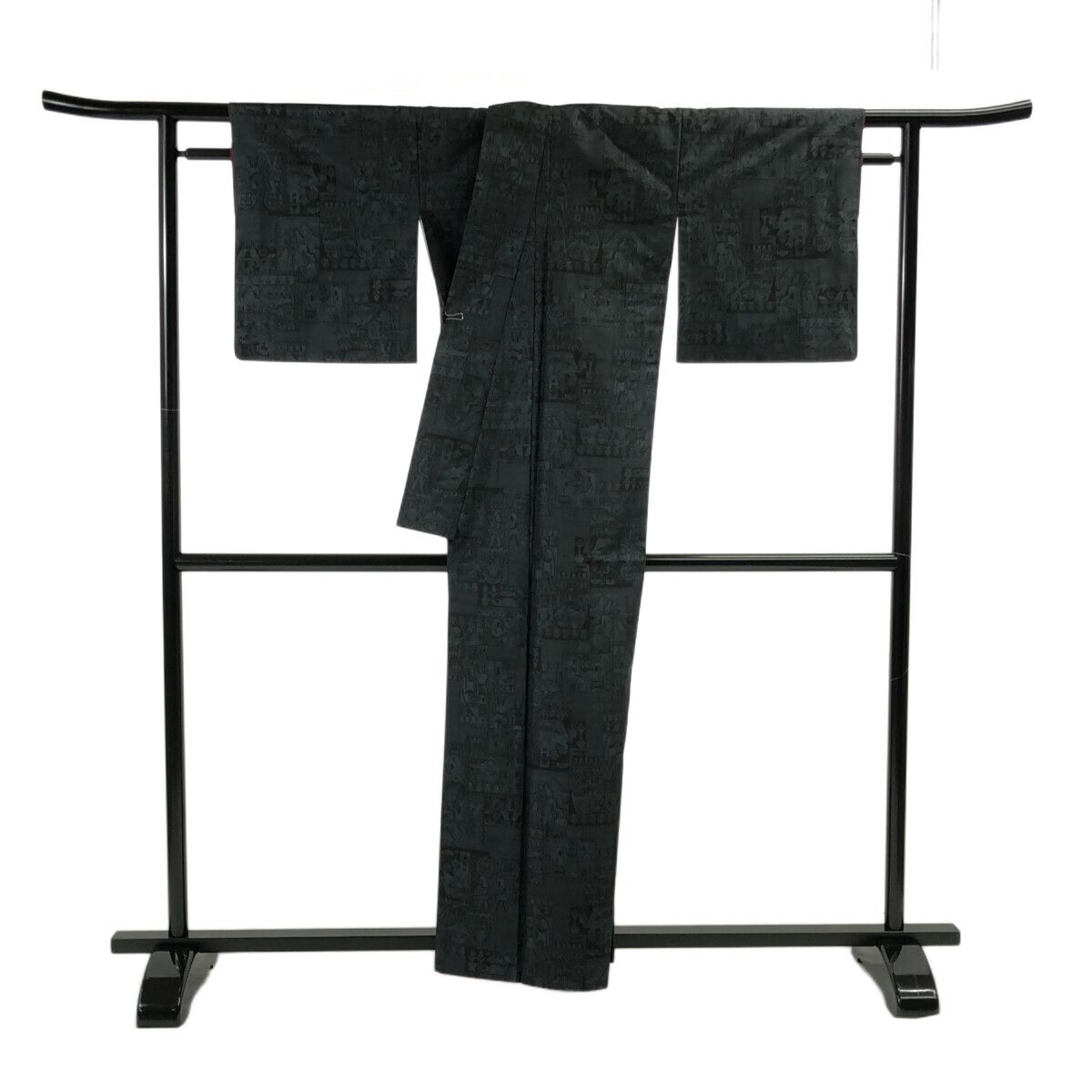 大島紬アンサンブル/美品/藍泥/羽織＆着物/仕立上がり/適応身長150  