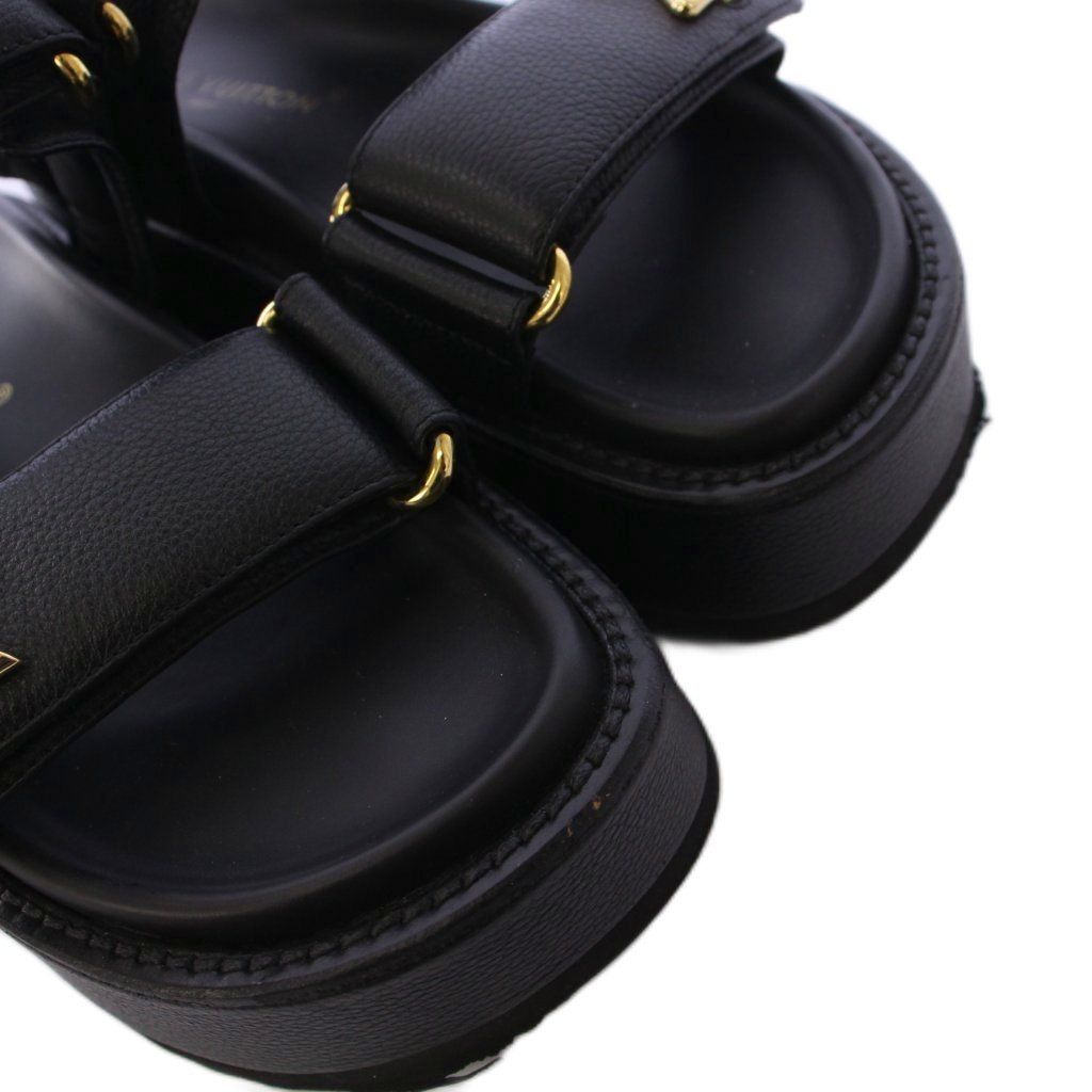 ルイヴィトン LOUIS VUITTON LVサンセット プラットフォーム コンフォートサンダル レザー 37 黒 1ACP6O |KH ●D KIN-KAAI_COM
