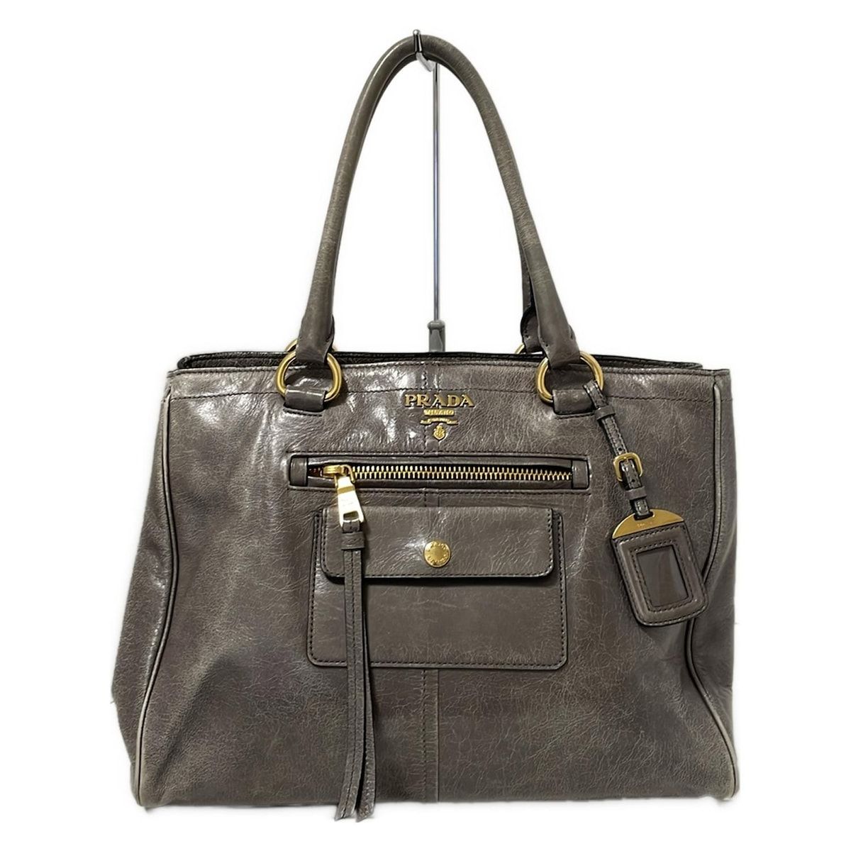 PRADA プラダ トートバッグ - グレー レザー