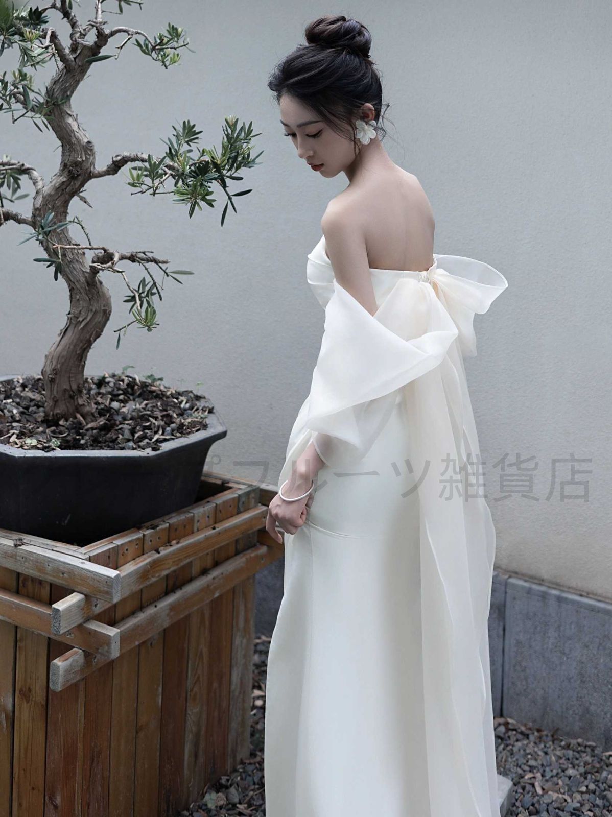 新品未使用】高級サテン ウェディングドレス 前撮りドレス マーメイド