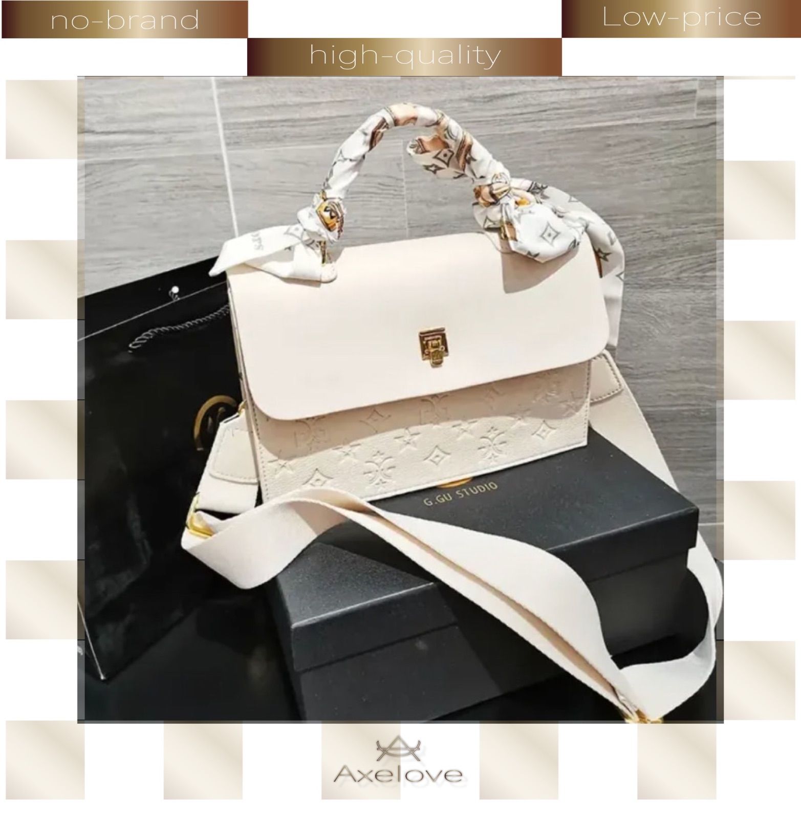 PUレザーモノグラム 2way ショルダーバッグ ノーブランド ☆高品質  