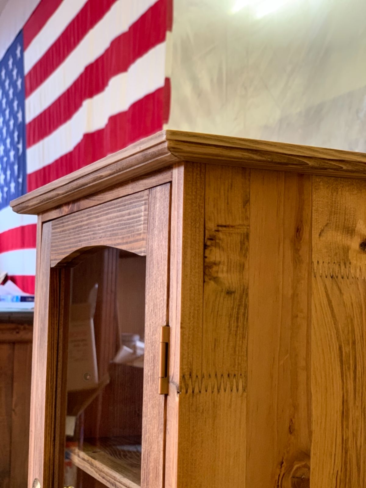 ガラスキャビネットA ガラスショーケース 食器棚 カフェシェルフ 木材