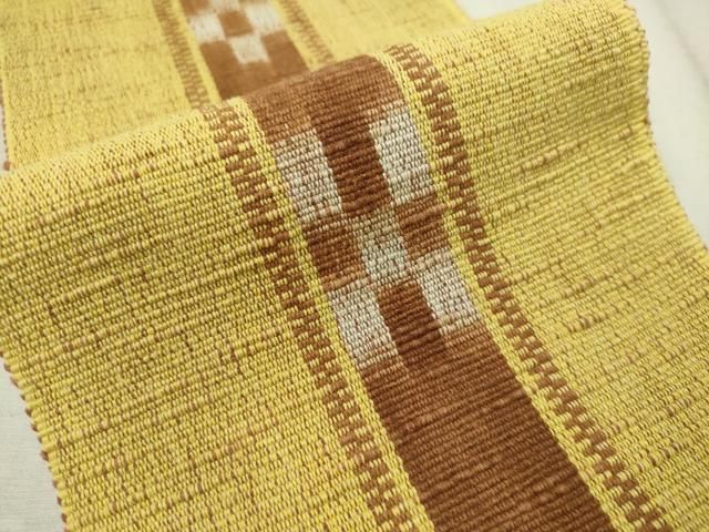 平和屋着物○沖縄県伝統工芸品 八重山ミンサー 手織り 半幅帯 綿 逸品