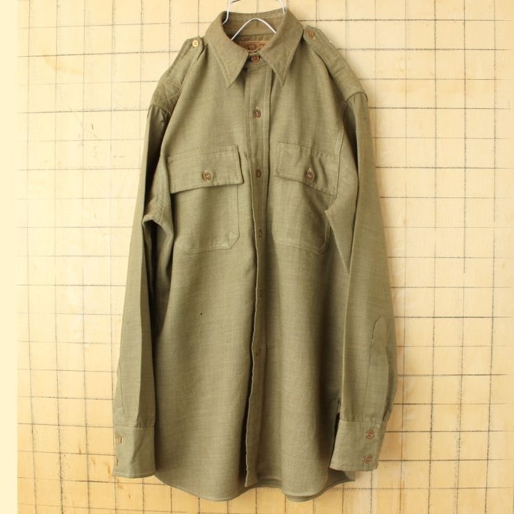 40s~ FIVE BROTHER  ギャバシャツ 40s USA製 5 BROTHERファイブブラザー マチ付き コットン