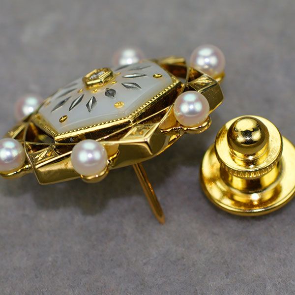 ミキモト K18YG アコヤベビー真珠/パール シェル ダイヤモンド