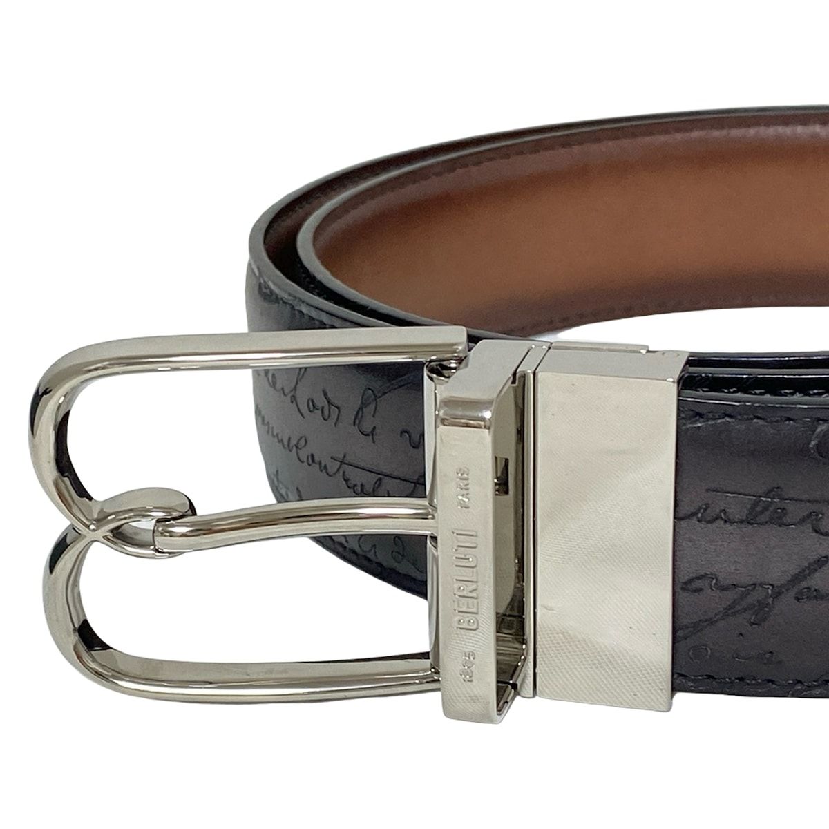 berluti(ベルルッティ) ベルト 95 38 - ダークブラウン×シルバー
