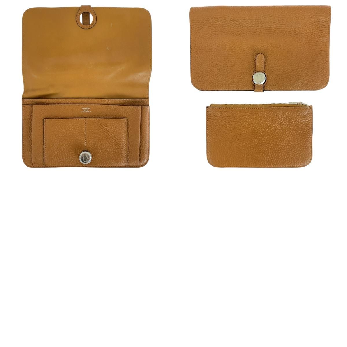 HERMES エルメス ドゴンGM ゴールド ブラウン シルバー金具 トゴ 長  