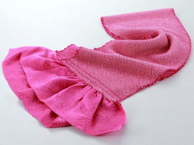 振袖用 正絹 四ッ巻絞り 帯揚げ 帯締め 重ね衿 3点セット ピンクパープル系 h-459-46