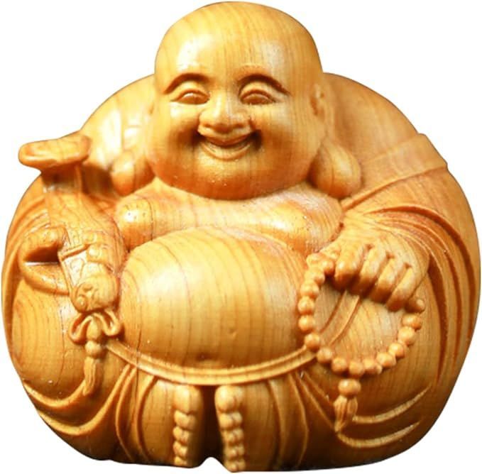 在庫処分】Lhyxuuk布袋様 置物 仏像 木彫り ミニ 七福神 木製