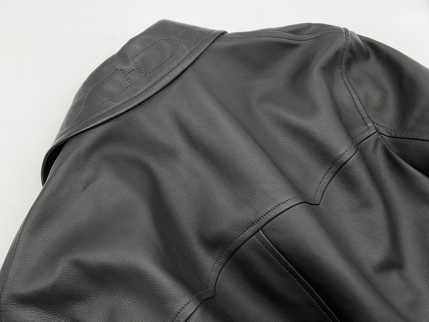 極美品 HERMES エルメス 50 ブラック 下げ札付き カーフレザーWジップ