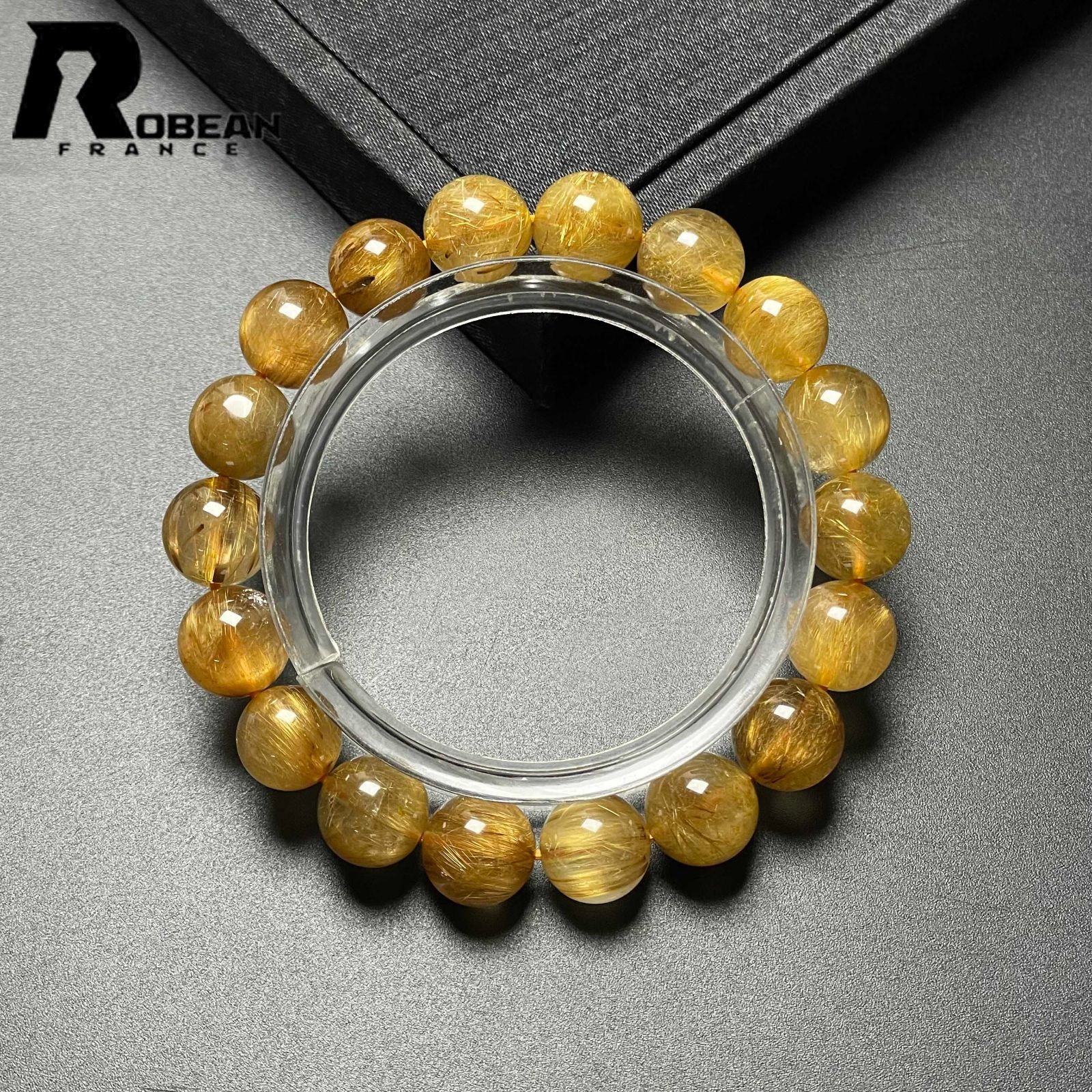 EU製 定価11万円 ROBEAN ! 満針ルチルクォーツ ブレスレット パワーストーン 天然石 金運 お守り プレゼント10.3-11.1mm M1015734