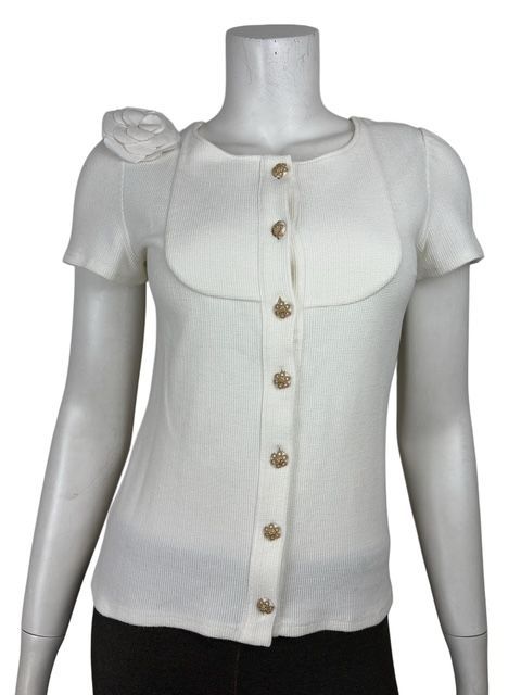 シャネル 15Aザルツブルクライン獅子ボタン付コットンブラウス CHANEL