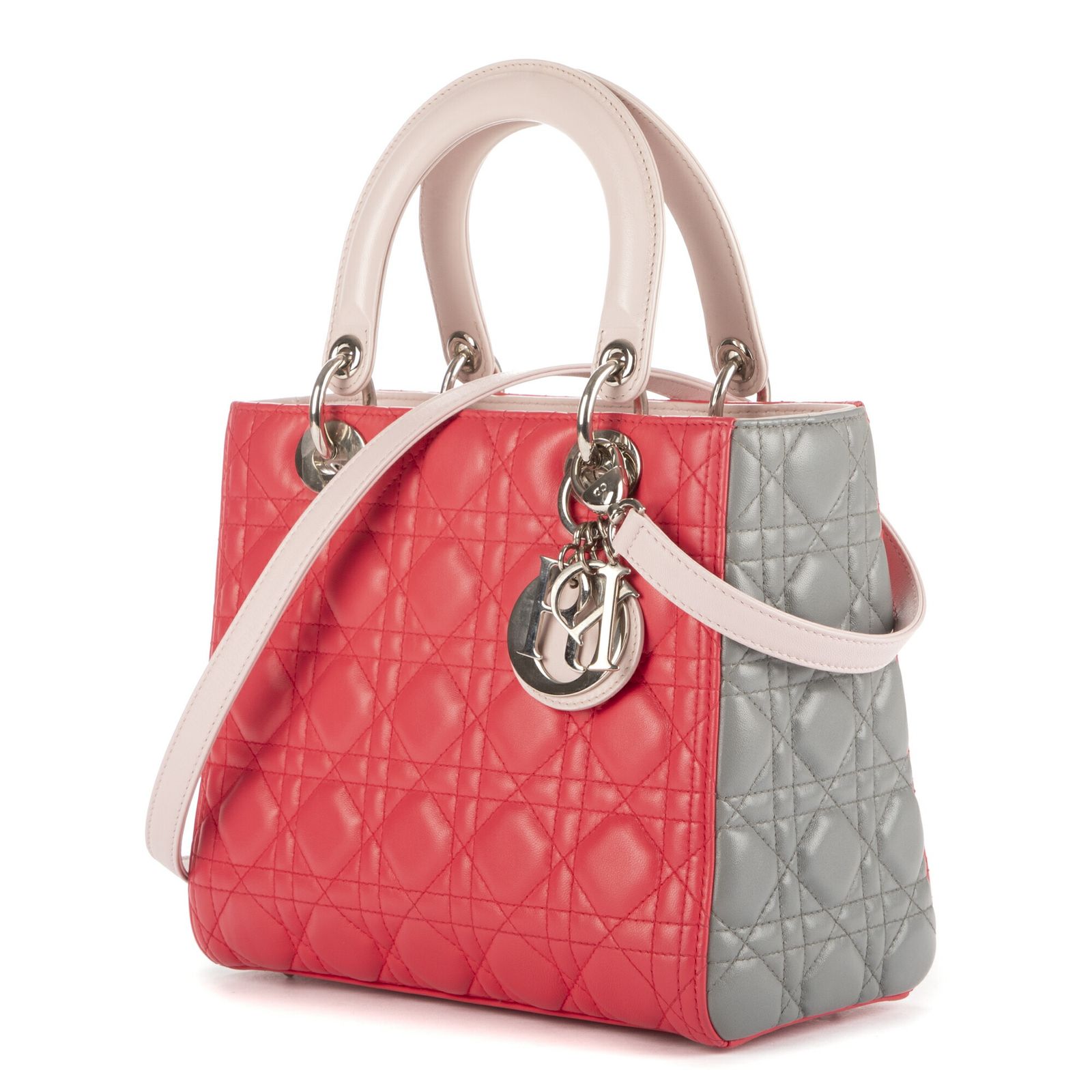 DIOR ディオールミディアム レディ ディオール ジップピンクカナージュカーフスキンA