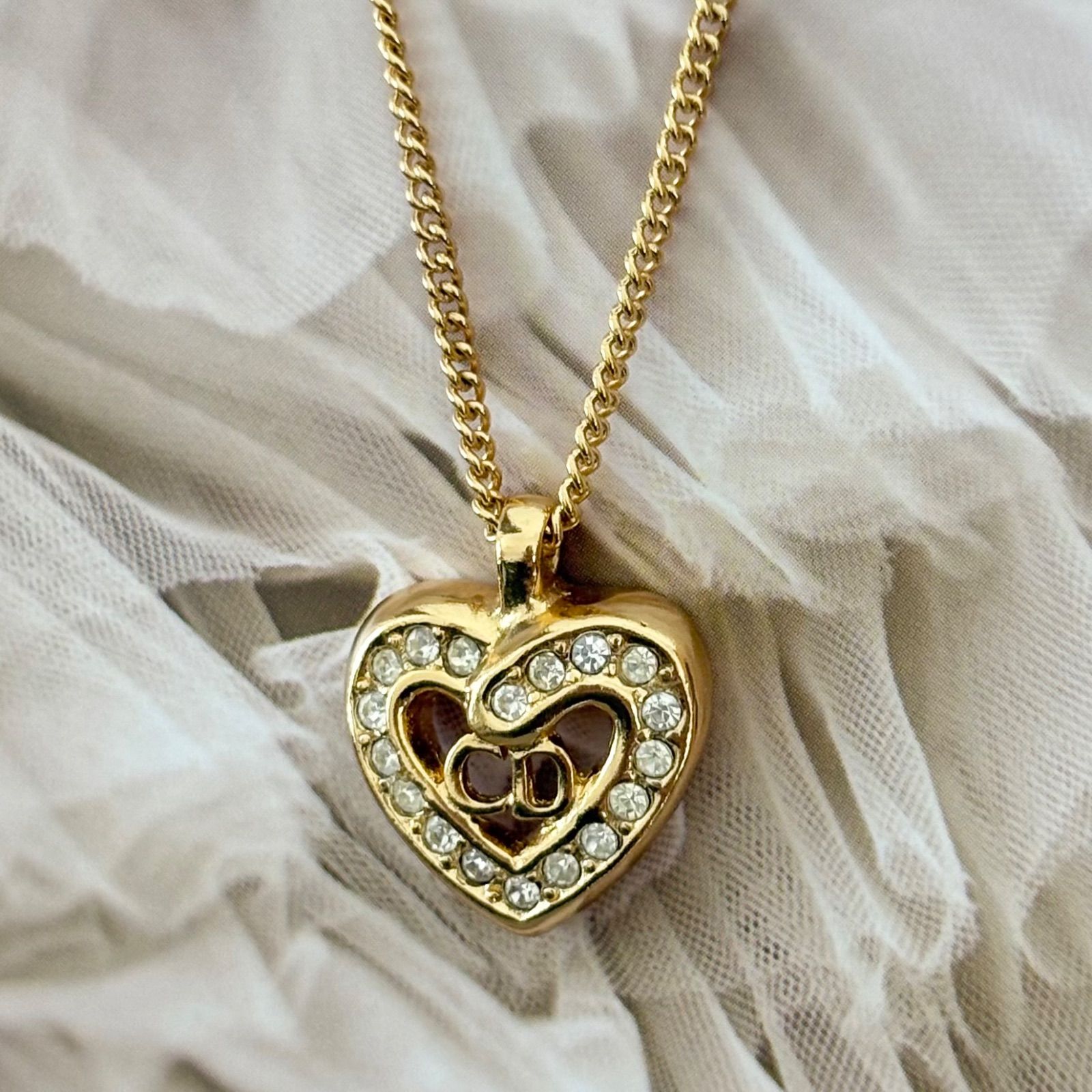 箱付き】【極美品】クリスチャンディオール GP ラインストーン ハート