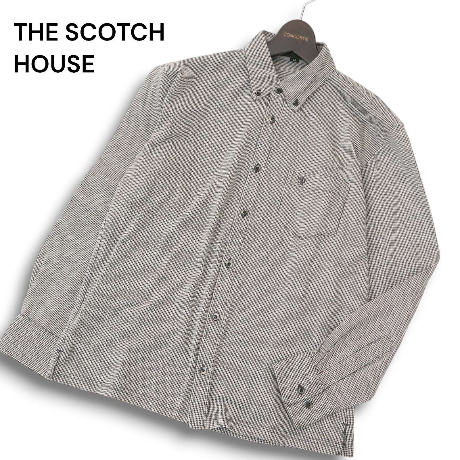 THE SCOTCH HOUSE スコッチハウス 通年 ロゴ刺繍★ コットン ニット セーター Sz.L メンズ