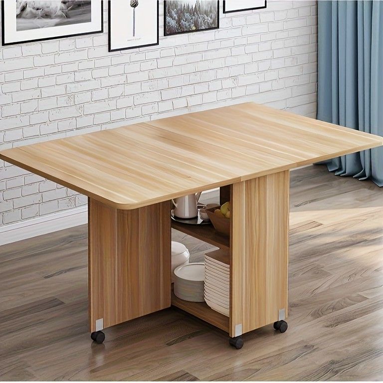 ＆省スペース 伸長式ダイニングテーブル キャスター付 天然木使用 折りたたみ式 キッチンカウンター 作業台にも SD-AL07 ホワイト MARWIL-DEMENAGEMENTS_CH