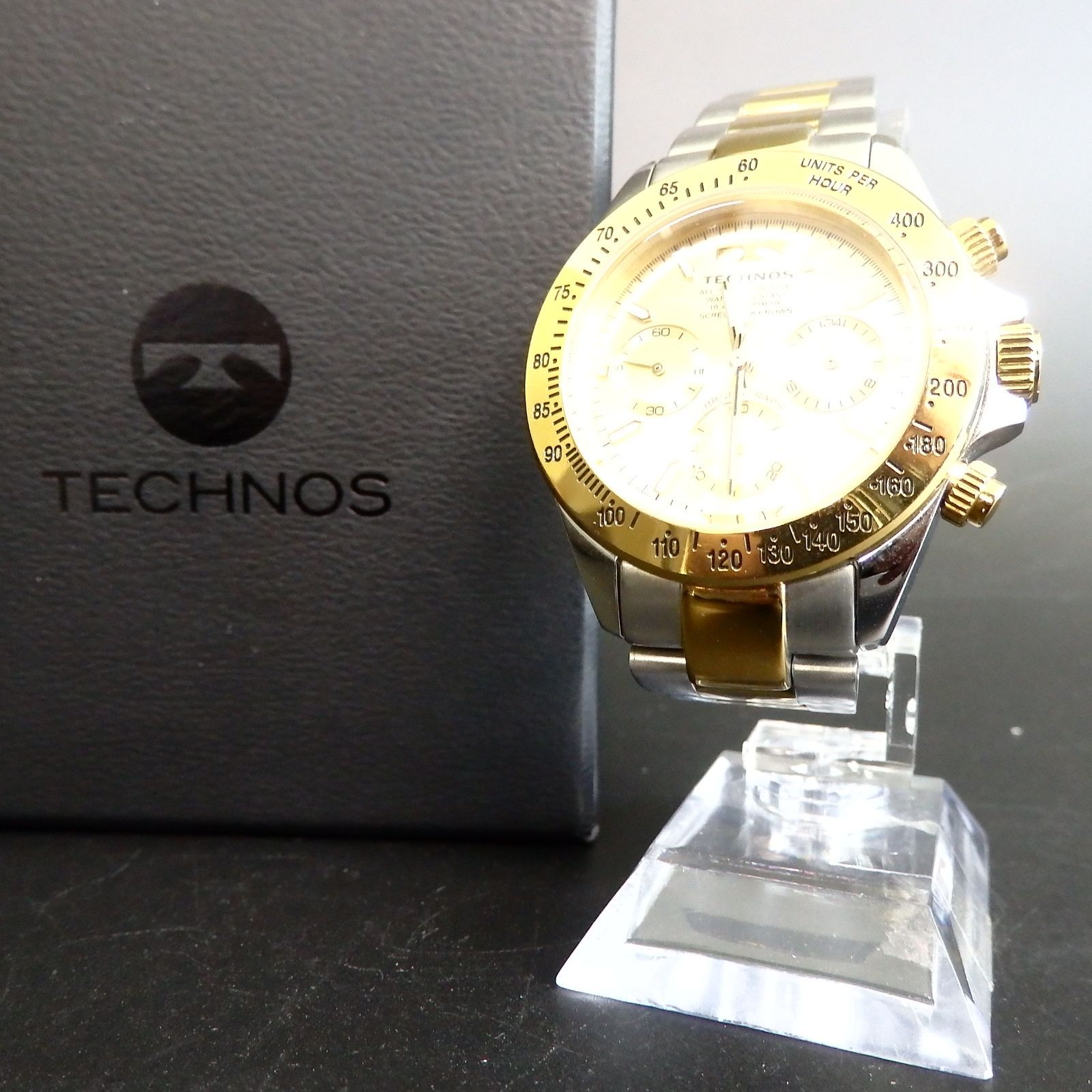 TECHNOS】テクノス クロノグラフ クォーツ 腕時計 ゴールド