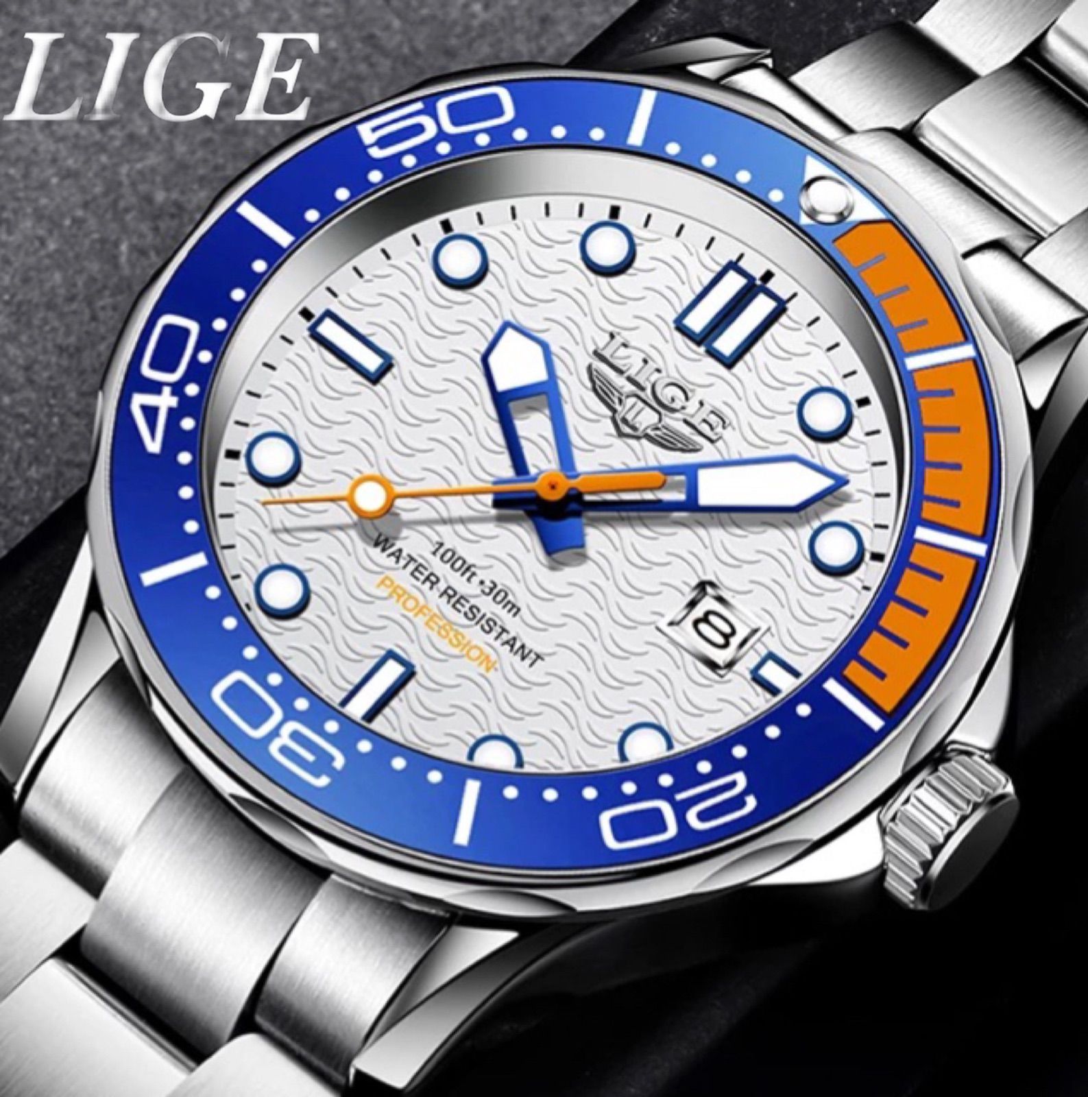 最新人気 メーカー直送 新品 LIGE スポーツオマージュウォッチ LIGE 新品 メンズ腕時計 スポーツオマージュウォッチ メンズ腕時計 ブルー＆レッド  ST