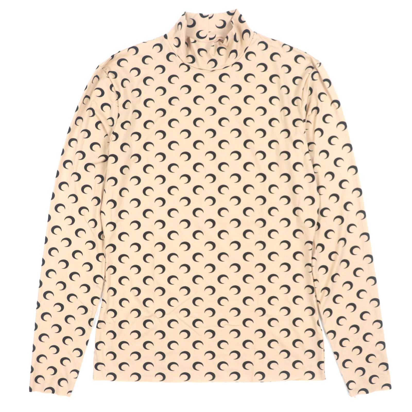 MARINE SERRE BORDERLINE マリーンセルボーダーライン 24SS MTS002 ボトルネック ロングスリーブ 長袖Ｔシャツ ベージュ M メンズ