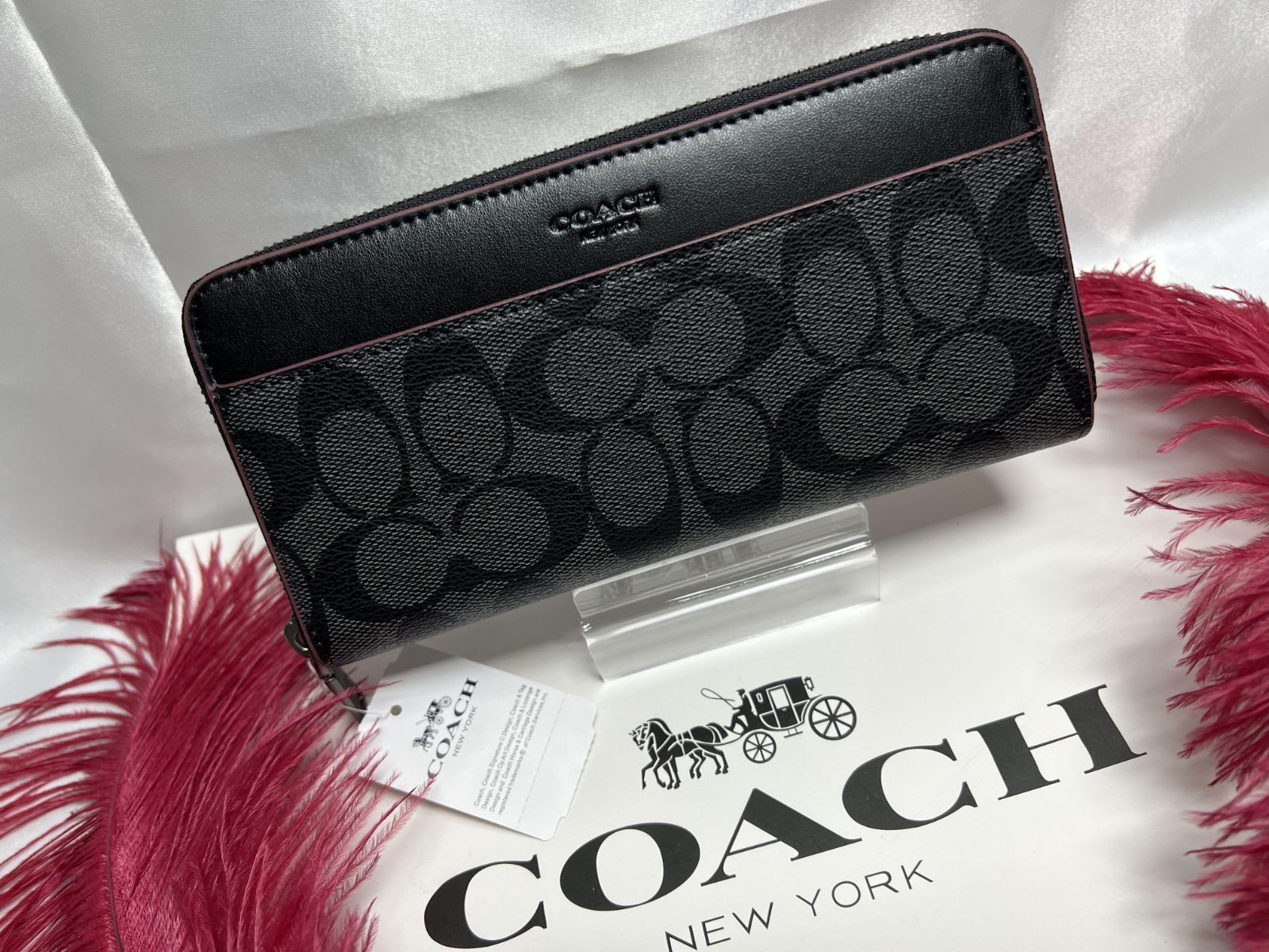 COACH 長財布 コーチ財布 シグネチャー アコーディオン ラウンド