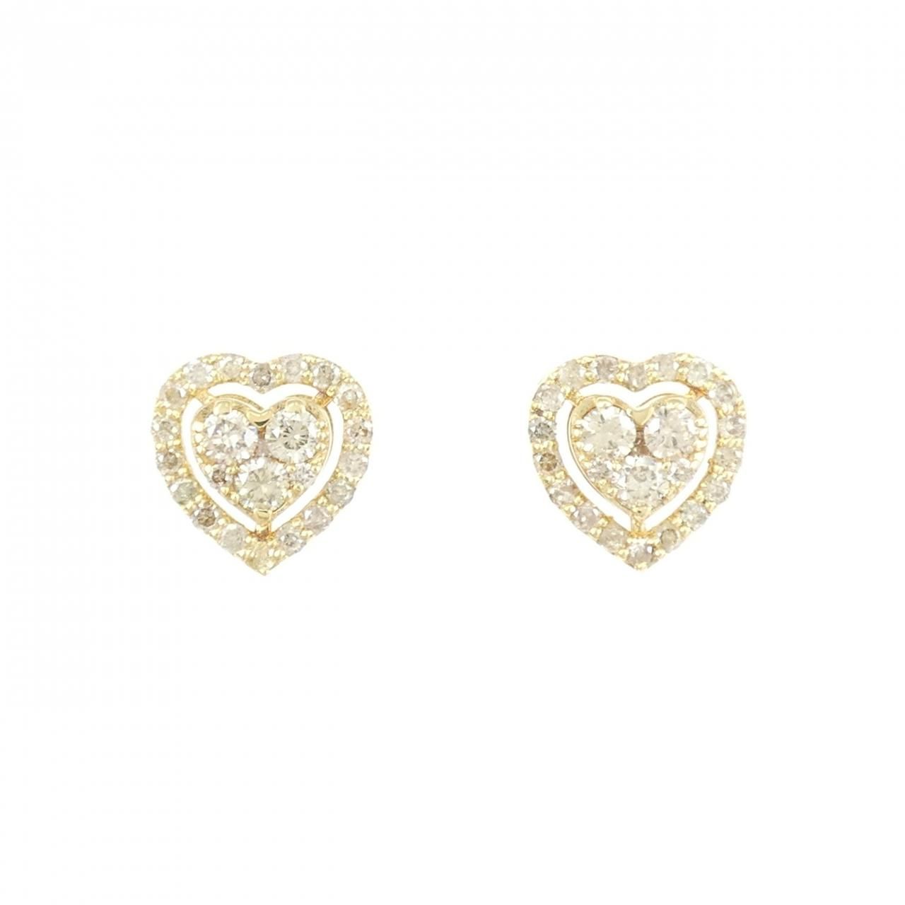 K18YG ハート ダイヤモンド ピアス 0.60CT