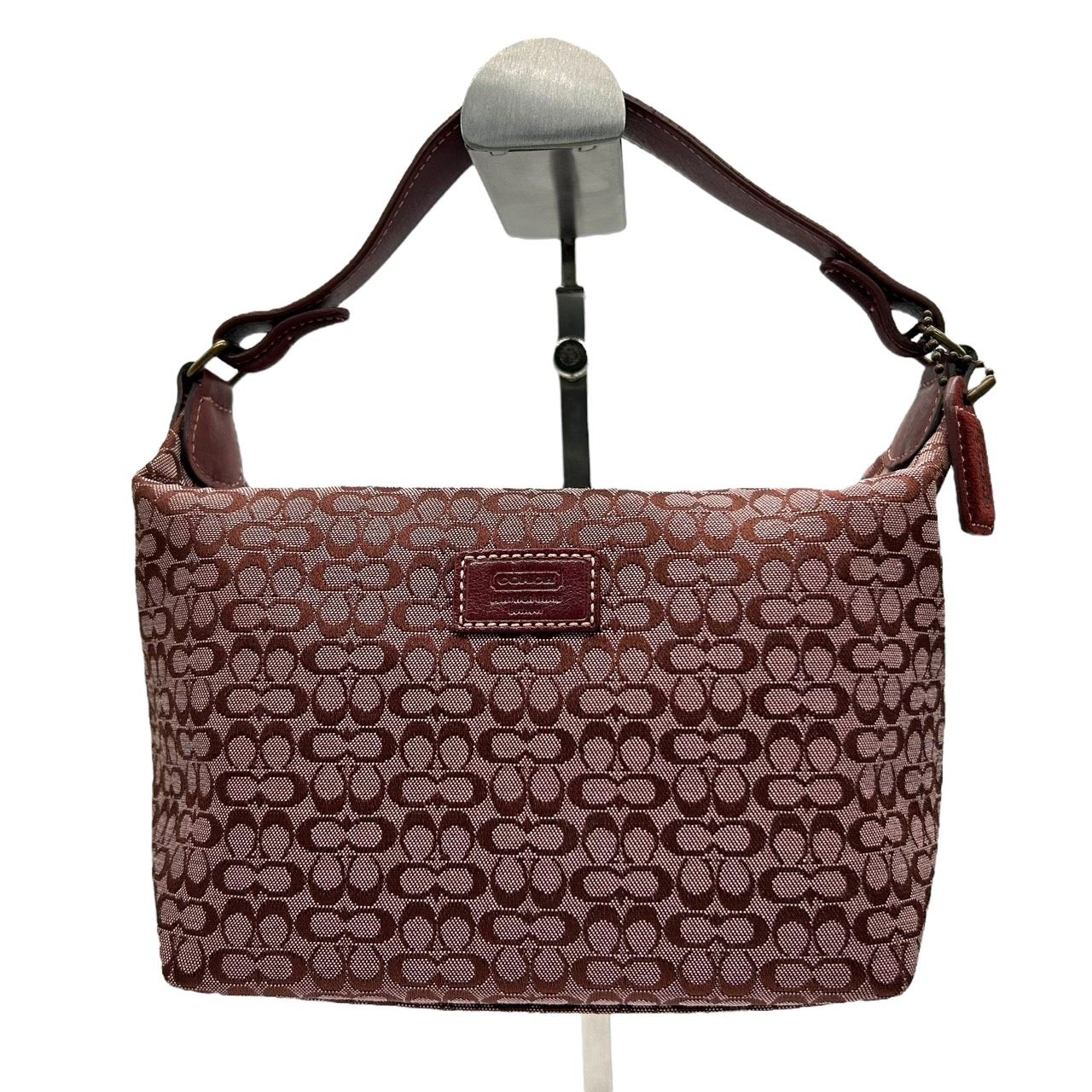 コーチ COACH ショルダーバッグ ポーチ ミニシグネチャー ジャガード 赤 レッド キャンバス ハンドバッグ S92