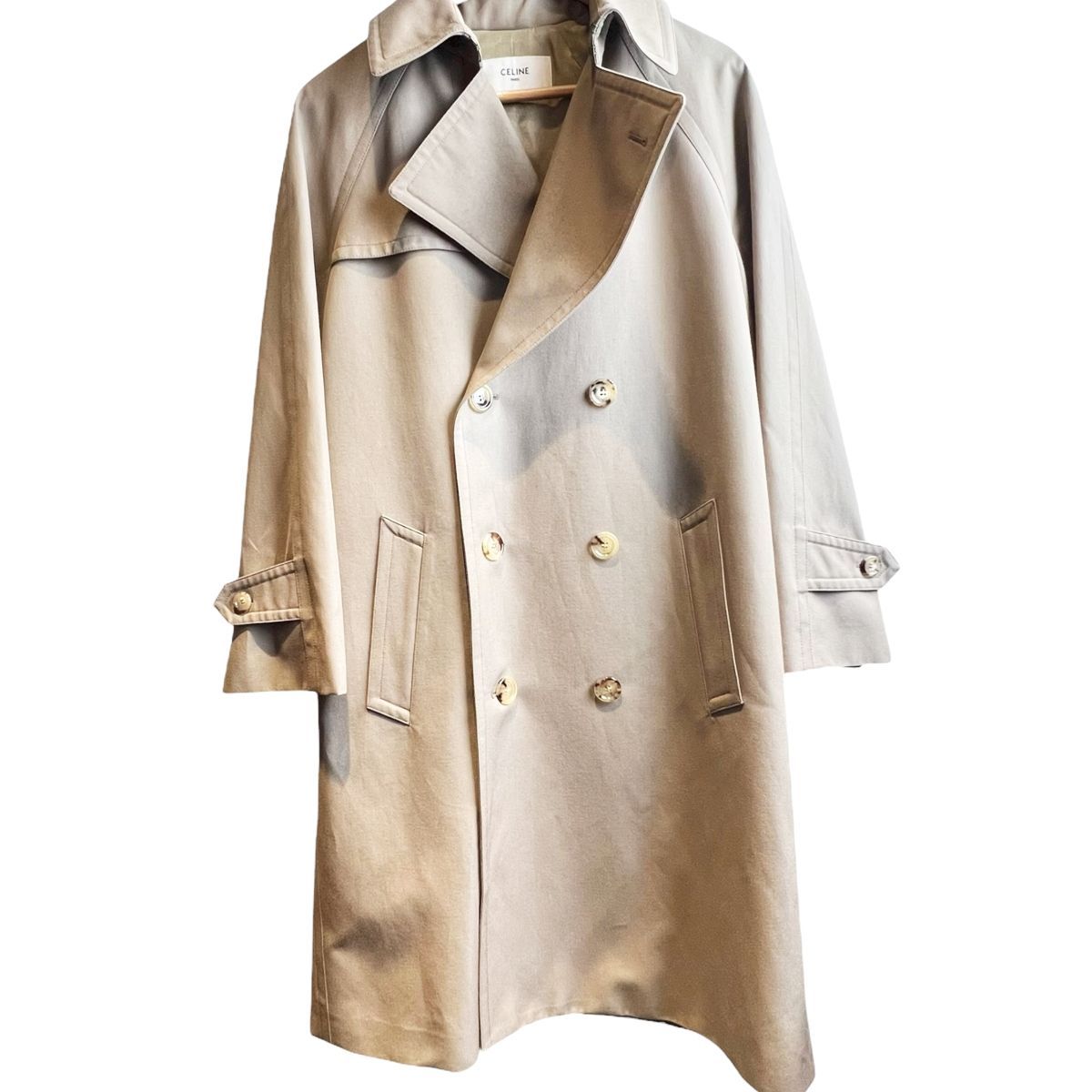 中古】 CELINE セリーヌ ダブルブレストルーズフィット トレンチコート