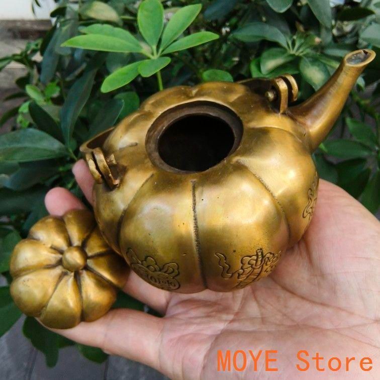 提梁南瓜八宝茶壺 酒壺 茶道置物 煎茶道具 提梁南瓜八宝茶壺 酒壺 茶道置物 煎茶道具 | 金属工芸