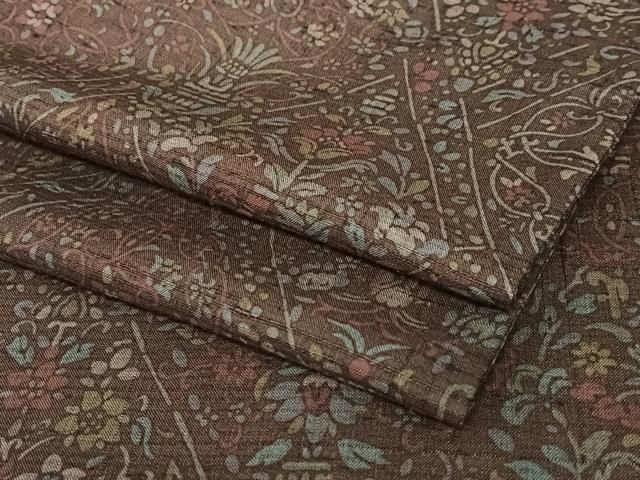 平和屋着物●上質な小紋 紬地 草花文 ろうけつ染め 正絹 AABA0294zg