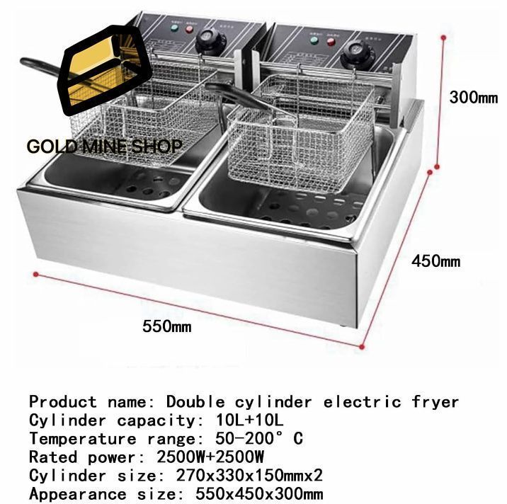 6L ステンレス製卓上電気フライヤー