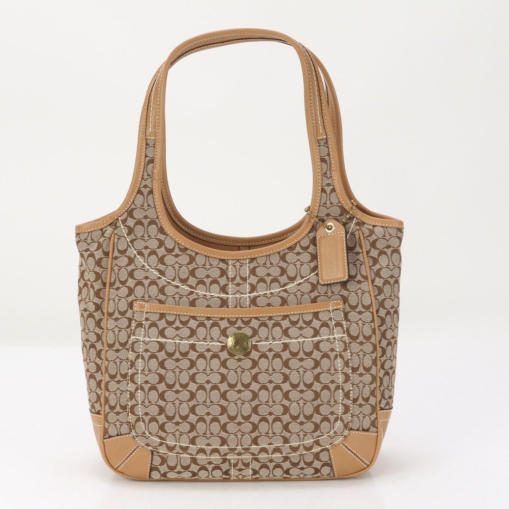 COACH】コーチ コーティングキャンバス レザー シグネチャー