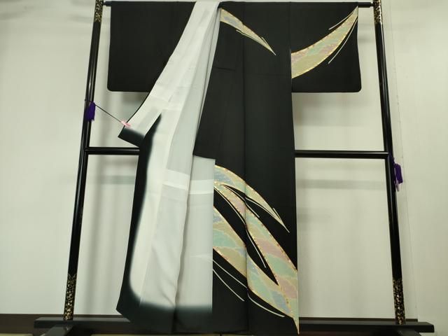 平和屋本店■極上　訪問着　雪輪　橘花文　黒地　金彩　逸品　DZAA4455kh5 平和屋本店□極上 訪問着 雪輪 橘花文 黒地 金彩 逸品 DZAA4455kh5