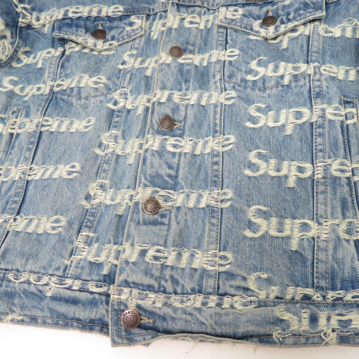 Supreme シュプリーム Frayed Logos Denim Trucker Jacket フレイ ロゴ