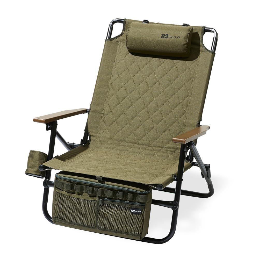 新着商品 折りたたみチェア WAQ-RLC1 リクライニングチェア リクライニングローチェア アウトドア Chair 焚き火 Low アイアン Reclining ドリンクホルダー WAQ