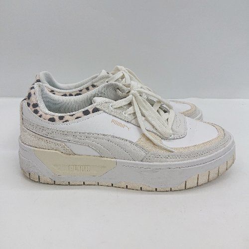 ベ*ピ様 D.A.T.E. ホワイトレザースニーカー ファー付き　超美品❣️ ◇ PUMA プーマ ヒョウ柄 393491-01 スニーカー サイズ25
