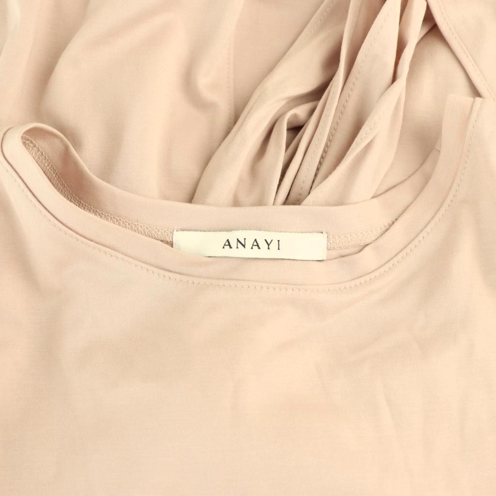 ANAYI ノースリーブワンピース S ベージュ タック レース シルク素材 ANAYI ノースリーブワンピース S ベージュ タック レース シルク