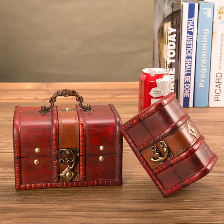 宝箱 アンティーク調 木製 ボックス 鍵付き キー レトロ ケース セット 