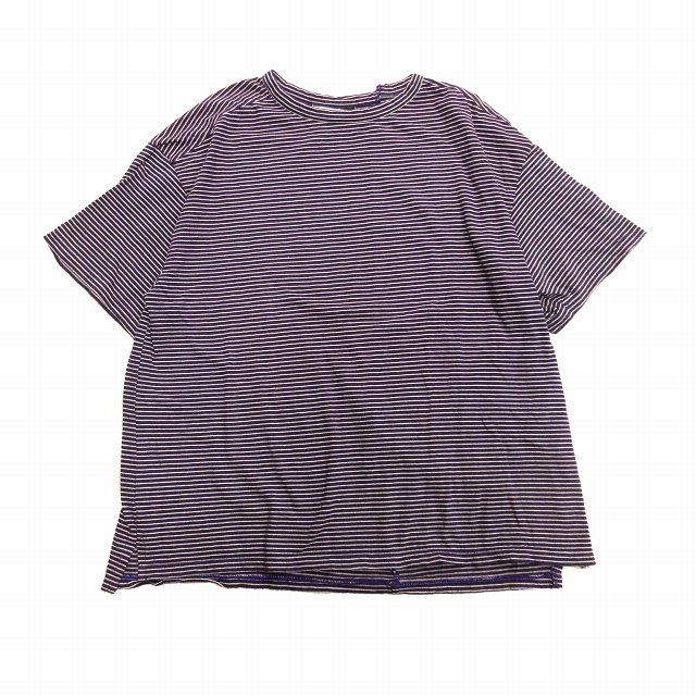 19ss アンユーズド UNUSED コットン カシミヤ ボーダー Tシャツ border t-shirt カットソー ねじれ裁断 2 紫 パープル  メンズ