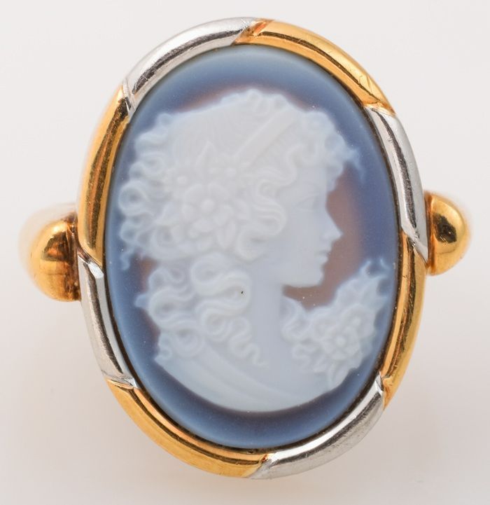 K18/Pt900 ストーンカメオ 指輪 品番a23-491 ストーンカメオリング 18K 中古 K18/Pt900 ストーンカメオ 指輪