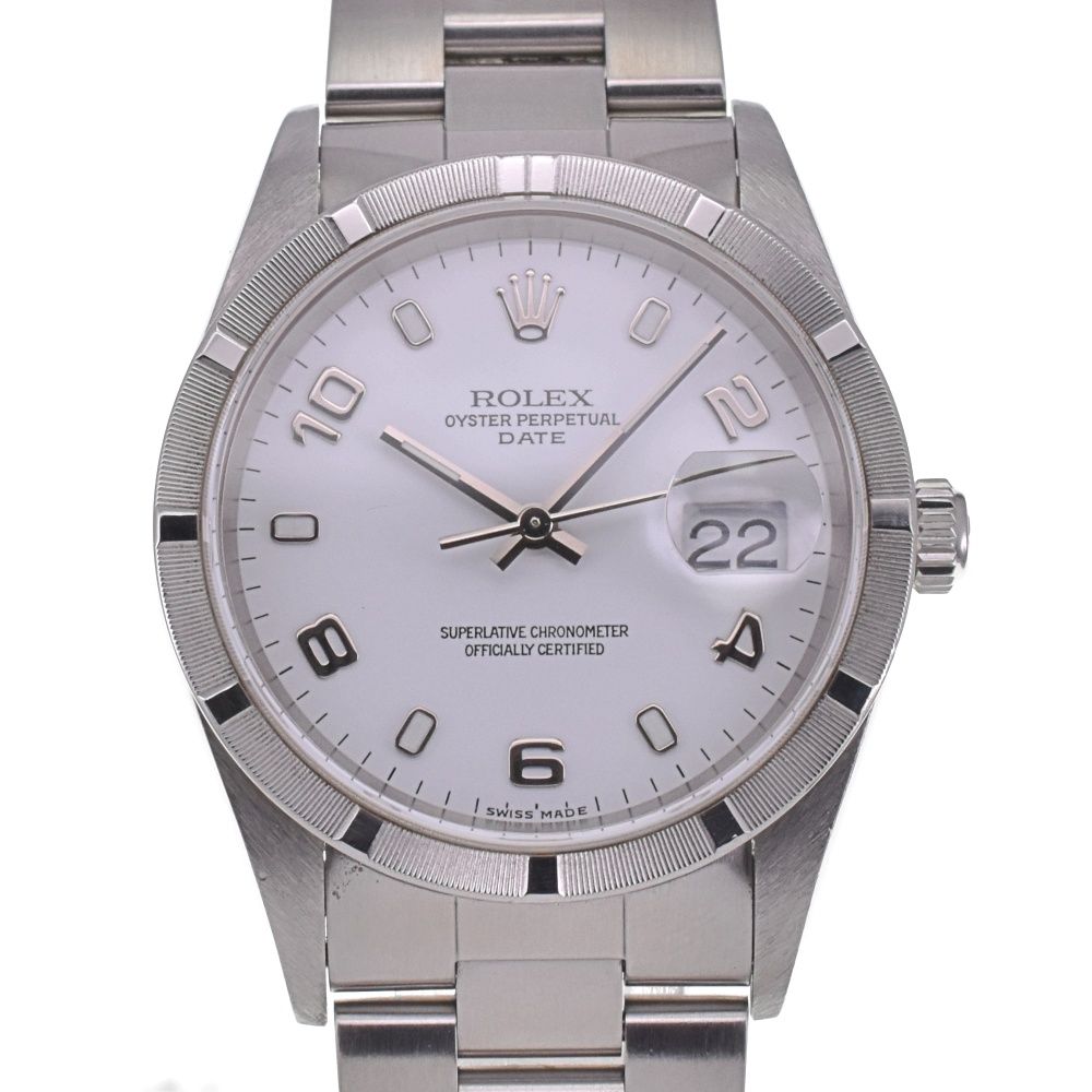 ロレックス ROLEX 15210 オイスターパーペチュアル デイト ファインリーエンジンターンド ベゼル 自動巻き メンズ美品 O#132136 -  メルカリ