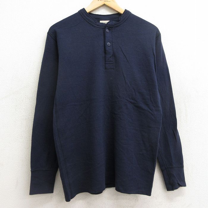 M/古着 エルエルビーン LLBEAN 長袖 ビンテージ Tシャツ メンズ 00s 無地 ヘンリーネック 紺 ネイビー 24aug27 中古