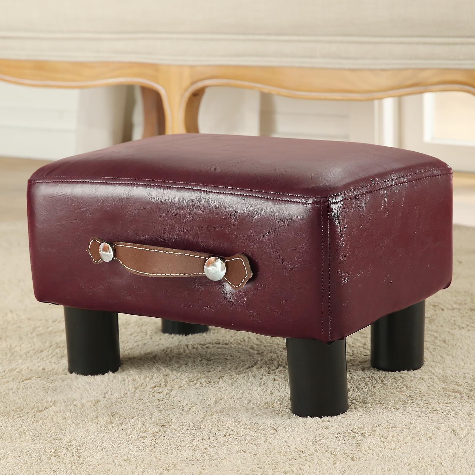 本革使用 オットマン ブラウン 足置き スツール 55cm x 45cm - メルカリ