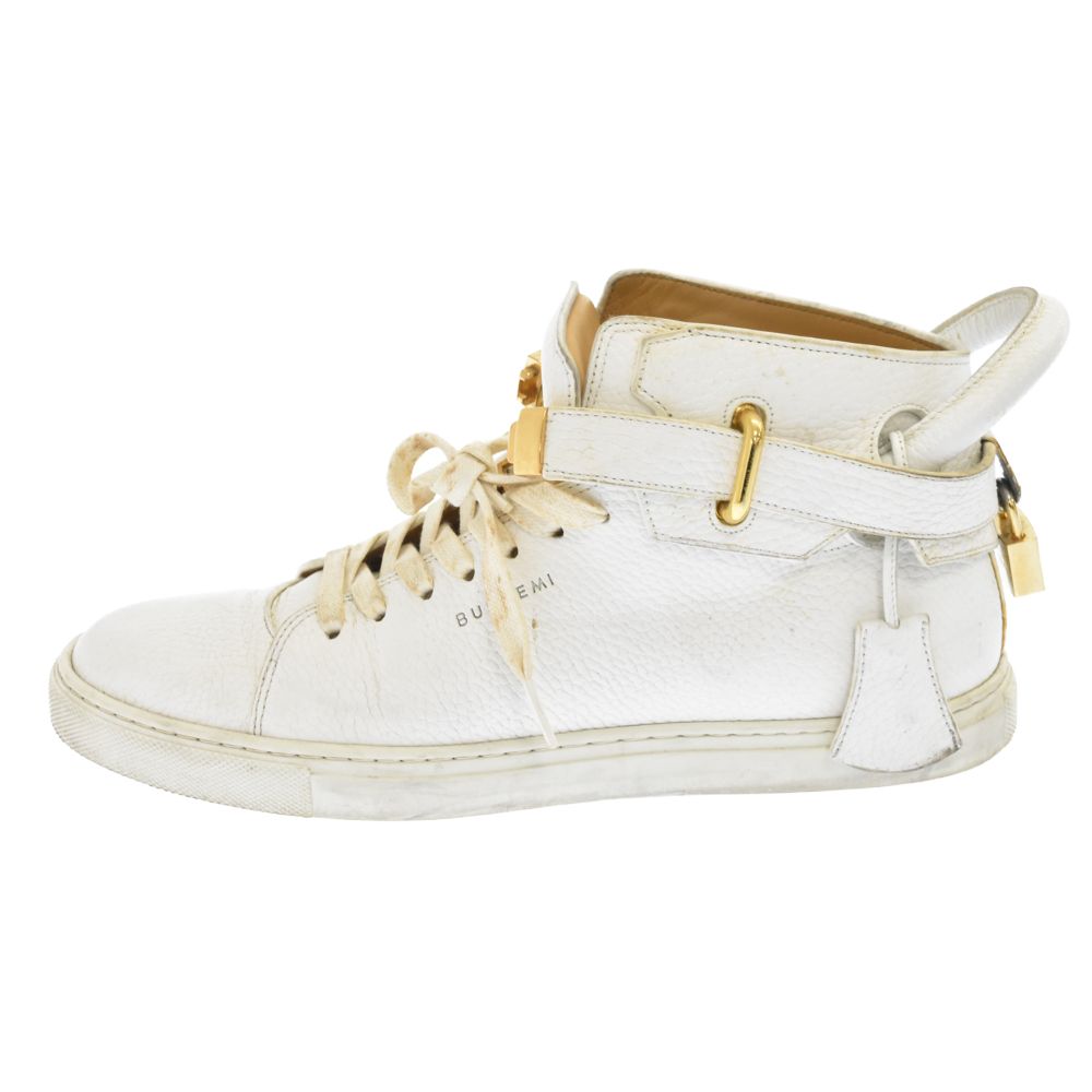 美品◎BUSCEMI ブシェミ ハイカットスニーカー ゴールドのバックル付き 黒 BUSCEMI (ブシェミ) 100MM high top sneaker バックル付き ハイカット