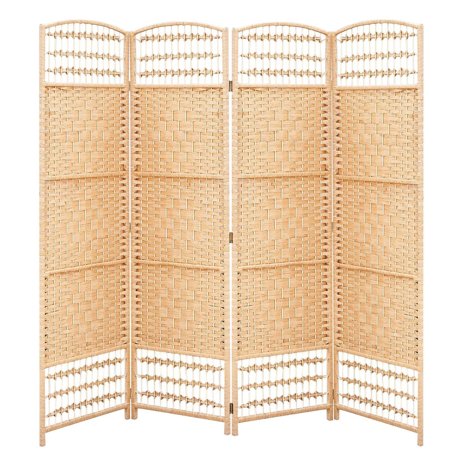 木色A) (4連-「高さ150cm」 和室 家庭用 室内 目隠し 屏風 屏風 完成品 おしゃれ スクリーン 軽量 折りたたみ 高さ120/150/180cm 4連 間仕切り 衝立 パーテーション Fuyutu